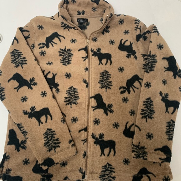 Diagonal Fleece with Reindeer size L Women’s Jacket - Picture 4 of 10
